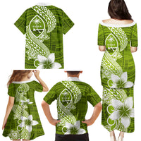 Hafa Adai Guam Family Matching Puletasi Dress and Hawaiian Shirt Polynesian Olive Green Blue Pattern LT01 - Polynesian Pride