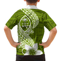 Hafa Adai Guam Family Matching Short Sleeve Bodycon Dress and Hawaiian Shirt Polynesian Olive Green Blue Pattern LT01 - Polynesian Pride