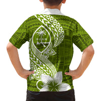 Hafa Adai Guam Family Matching Tank Maxi Dress and Hawaiian Shirt Polynesian Olive Green Blue Pattern LT01 - Polynesian Pride