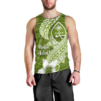 Hafa Adai Guam Men Tank Top Polynesian Olive Green Blue Pattern LT01 - Polynesian Pride