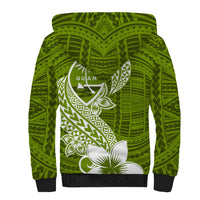 Hafa Adai Guam Sherpa Hoodie Polynesian Olive Green Blue Pattern LT01 - Polynesian Pride