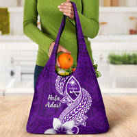 Hafa Adai Guam Grocery Bag Polynesian Floral Purple Pattern