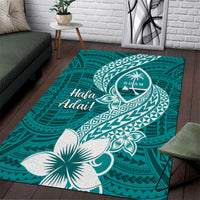 Hafa Adai Guam Area Rug Polynesian Floral Teal Pattern LT01 Teal - Polynesian Pride