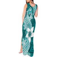 Hafa Adai Guam Tank Maxi Dress Polynesian Floral Teal Pattern LT01 - Polynesian Pride