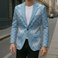 Baby Blue Mermaid Puakenikeni Maile Lei Blazer