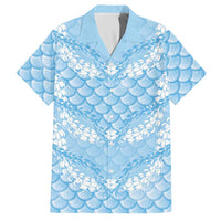 Baby Blue Mermaid Puakenikeni Maile Lei Hawaiian Shirt