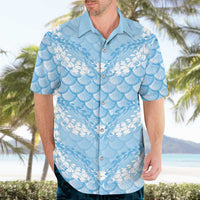 Baby Blue Mermaid Puakenikeni Maile Lei Hawaiian Shirt