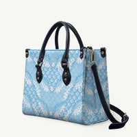 Baby Blue Mermaid Puakenikeni Maile Lei Leather Bag LT01 Blue - Polynesian Pride
