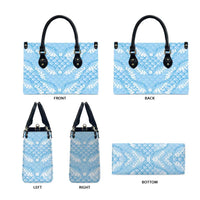 Baby Blue Mermaid Puakenikeni Maile Lei Leather Bag LT01 - Polynesian Pride