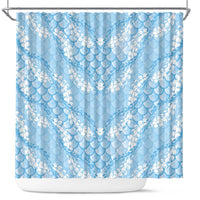 Baby Blue Mermaid Puakenikeni Maile Lei Shower Curtain LT01 Blue - Polynesian Pride
