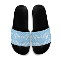 Baby Blue Mermaid Puakenikeni Maile Lei Slide Sandals LT01 Blue - Polynesian Pride
