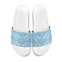 Baby Blue Mermaid Puakenikeni Maile Lei Slide Sandals LT01 Blue - Polynesian Pride