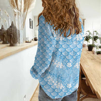 Baby Blue Mermaid Puakenikeni Maile Lei Women Casual Shirt LT01 - Polynesian Pride