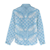 Baby Blue Mermaid Puakenikeni Maile Lei Women Casual Shirt LT01 - Polynesian Pride