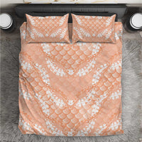 Apricot Mermaid Puakenikeni Maile Lei Bedding Set