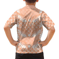 Apricot Mermaid Puakenikeni Maile Lei Family Matching Long Sleeve Bodycon Dress and Hawaiian Shirt LT01 - Polynesian Pride