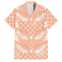 Apricot Mermaid Puakenikeni Maile Lei Family Matching Long Sleeve Bodycon Dress and Hawaiian Shirt LT01 Dad's Shirt - Short Sleeve Apricot - Polynesian Pride