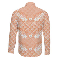 Apricot Mermaid Puakenikeni Maile Lei Family Matching Long Sleeve Bodycon Dress and Hawaiian Shirt LT01 - Polynesian Pride