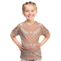 Apricot Mermaid Puakenikeni Maile Lei Kid T Shirt LT01 Apricot - Polynesian Pride