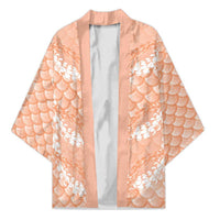 Apricot Mermaid Puakenikeni Maile Lei Kimono