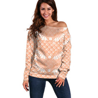 Apricot Mermaid Puakenikeni Maile Lei Off Shoulder Sweater