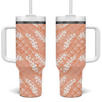 Apricot Mermaid Puakenikeni Maile Lei Tumbler With Handle