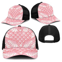 Soft Pink Mermaid Puakenikeni Maile Lei Baseball Net Cap