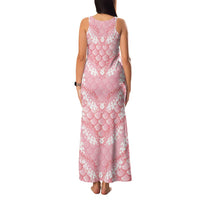 Soft Pink Mermaid Puakenikeni Maile Lei Family Matching Tank Maxi Dress and Hawaiian Shirt