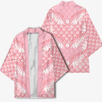 Soft Pink Mermaid Puakenikeni Maile Lei Kimono