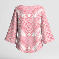 Soft Pink Mermaid Puakenikeni Maile Lei Kimono Sleeve Blouse LT01 - Polynesian Pride