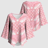 Soft Pink Mermaid Puakenikeni Maile Lei Kimono Sleeve Blouse LT01 - Polynesian Pride