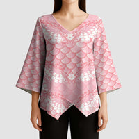 Soft Pink Mermaid Puakenikeni Maile Lei Kimono Sleeve Blouse LT01 - Polynesian Pride