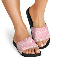 Soft Pink Mermaid Puakenikeni Maile Lei Slide Sandals