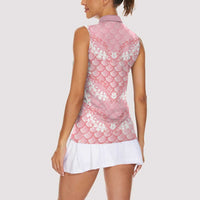 Soft Pink Mermaid Puakenikeni Maile Lei Women Sleeveless Polo Shirt