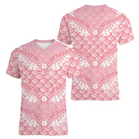 Soft Pink Mermaid Puakenikeni Maile Lei Women V-Neck T-Shirt