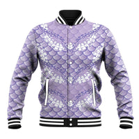 Lilac Mermaid Puakenikeni Maile Lei Baseball Jacket