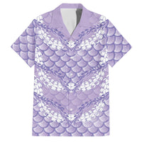 Lilac Mermaid Puakenikeni Maile Lei Family Matching Off The Shoulder Long Sleeve Dress and Hawaiian Shirt