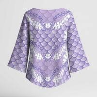 Lilac Mermaid Puakenikeni Maile Lei Kimono Sleeve Blouse LT01 - Polynesian Pride
