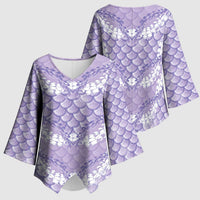 Lilac Mermaid Puakenikeni Maile Lei Kimono Sleeve Blouse LT01 - Polynesian Pride