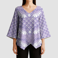 Lilac Mermaid Puakenikeni Maile Lei Kimono Sleeve Blouse LT01 - Polynesian Pride