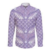 Lilac Mermaid Puakenikeni Maile Lei Long Sleeve Button Shirt LT01 Unisex Purple - Polynesian Pride