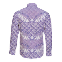 Lilac Mermaid Puakenikeni Maile Lei Long Sleeve Button Shirt LT01 - Polynesian Pride