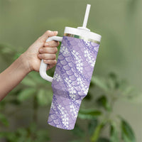 Lilac Mermaid Puakenikeni Maile Lei Tumbler With Handle LT01 - Polynesian Pride
