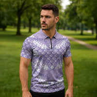 Lilac Mermaid Puakenikeni Maile Lei Zipper Polo Shirt