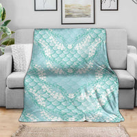 Light Turquoise Mermaid Puakenikeni Maile Lei Blanket