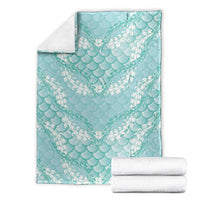 Light Turquoise Mermaid Puakenikeni Maile Lei Blanket