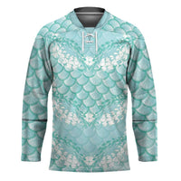 Light Turquoise Mermaid Puakenikeni Maile Lei Hockey Jersey LT01 Unisex Turquoise - Polynesian Pride