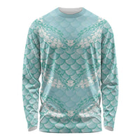 Light Turquoise Mermaid Puakenikeni Maile Lei Long Sleeve Shirt LT01 Unisex Turquoise - Polynesian Pride