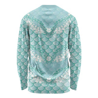Light Turquoise Mermaid Puakenikeni Maile Lei Long Sleeve Shirt LT01 - Polynesian Pride