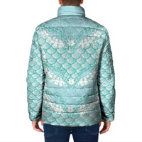 Light Turquoise Mermaid Puakenikeni Maile Lei Padded Jacket